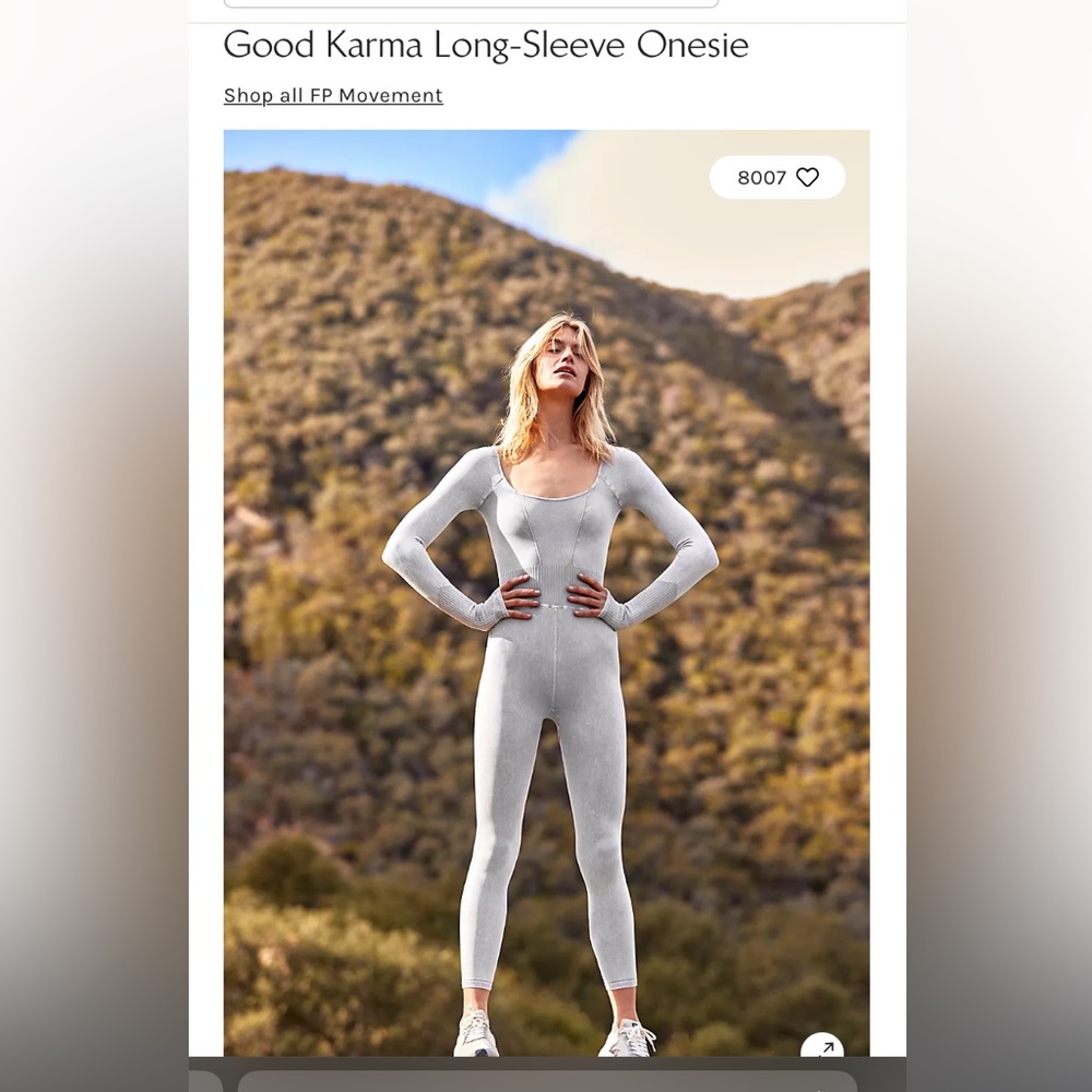 FP Movement by Free People Good Karma Long-Sleeve Onesie in Light Gray
